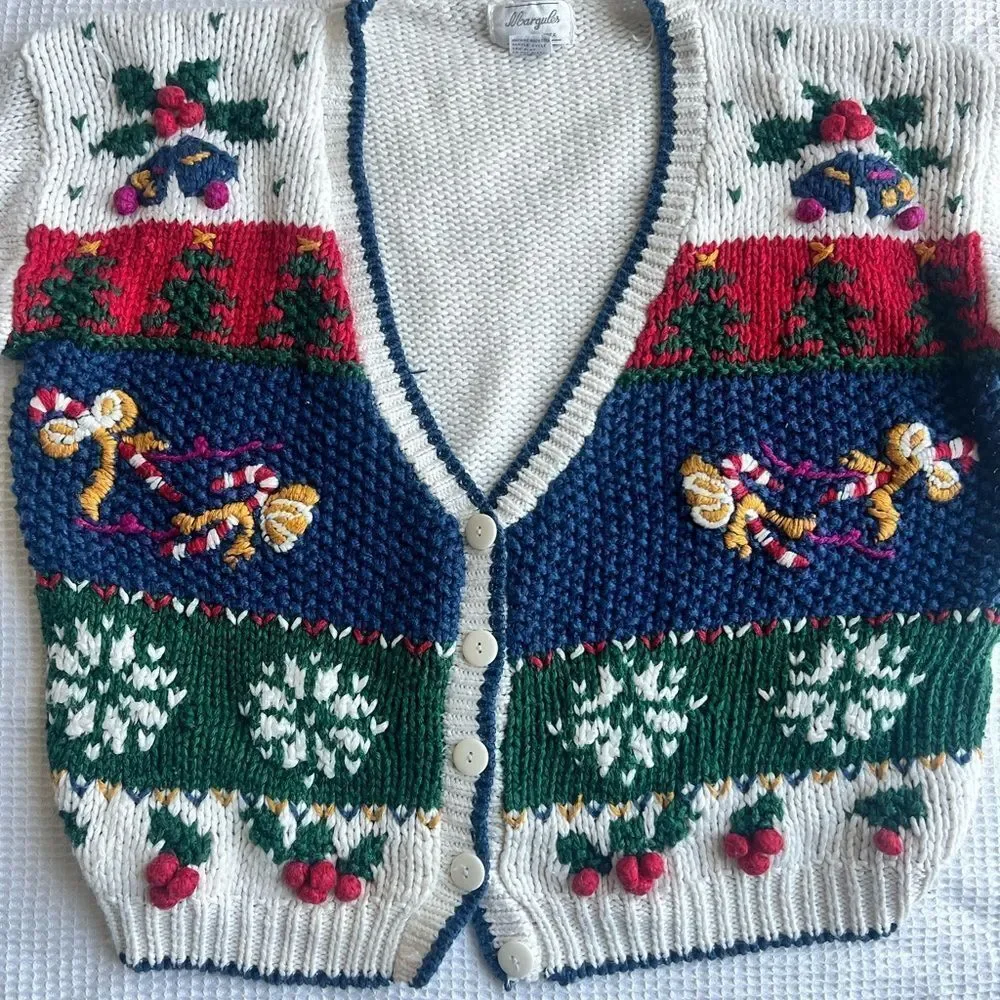 Margules Vintage Women’s Christmas Holiday Seasonal Embroidered Sweater Size M